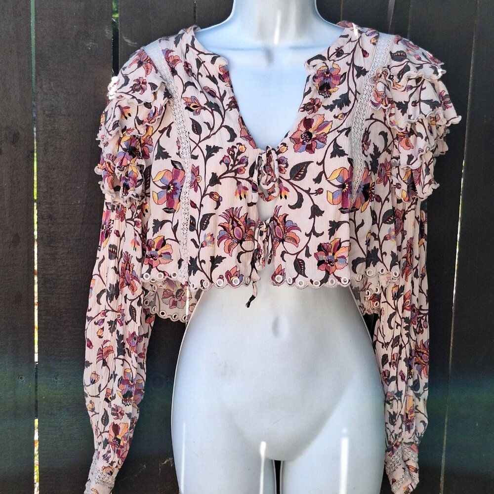 Tularosa TATE Midriff Crop Top M in Thea Ivory Floral